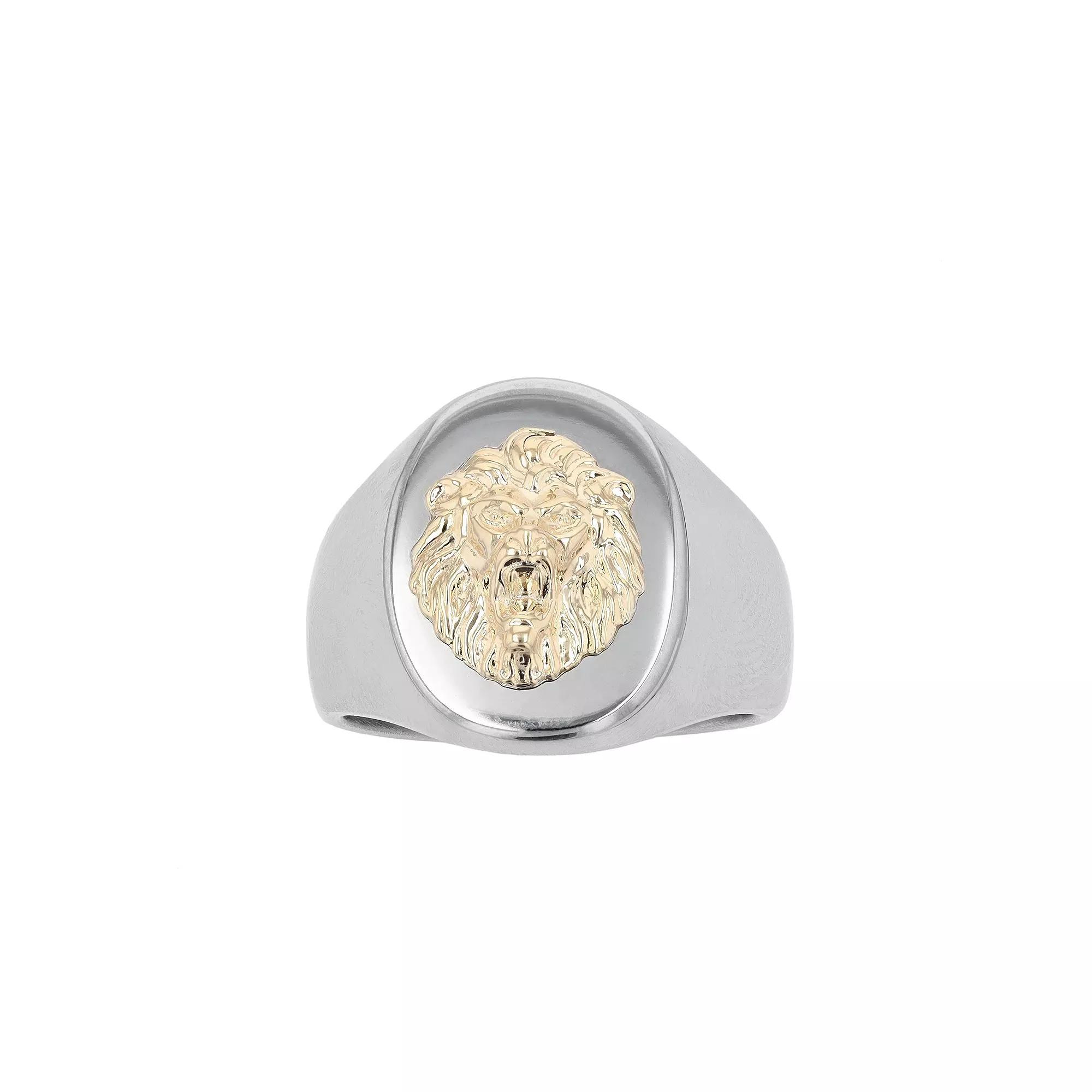 Kristen Kesho 14k Gold Lion on Stainless Steel Ring, Men's, Size: 11 Product Image