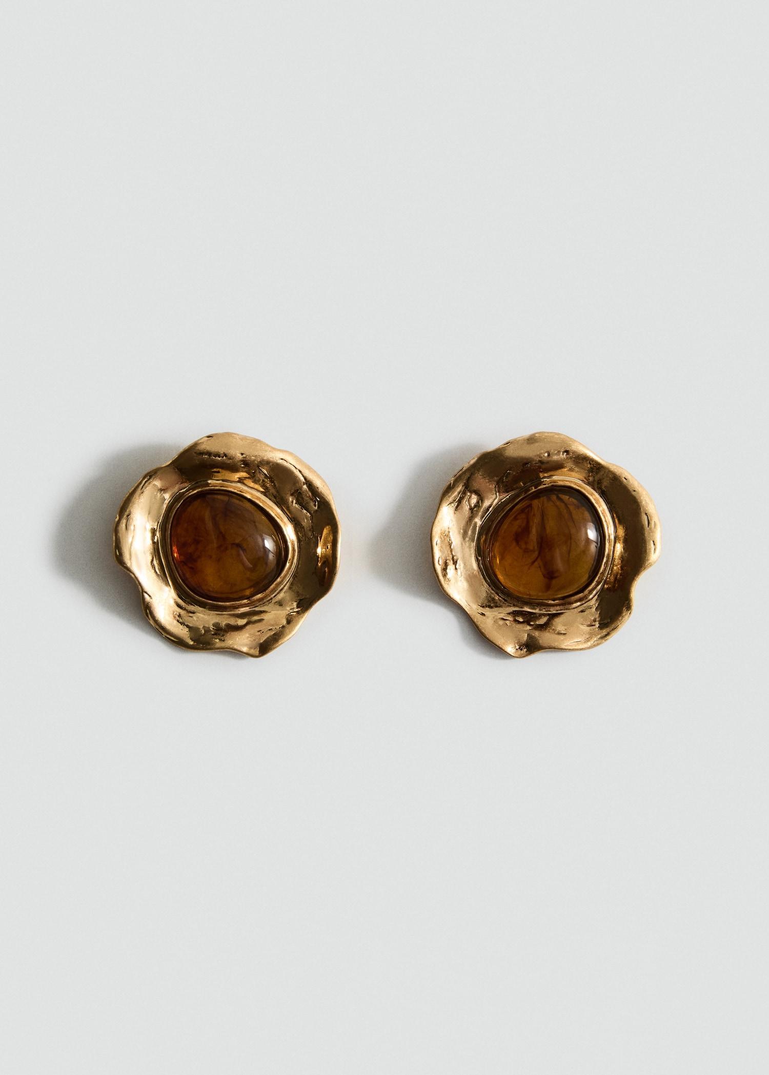 Combined textured resin earrings - Women | MANGO USA Product Image
