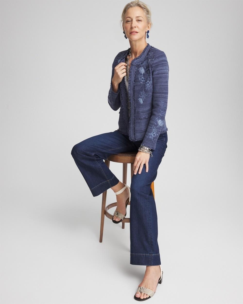Embroidered Denim Cardigan Product Image