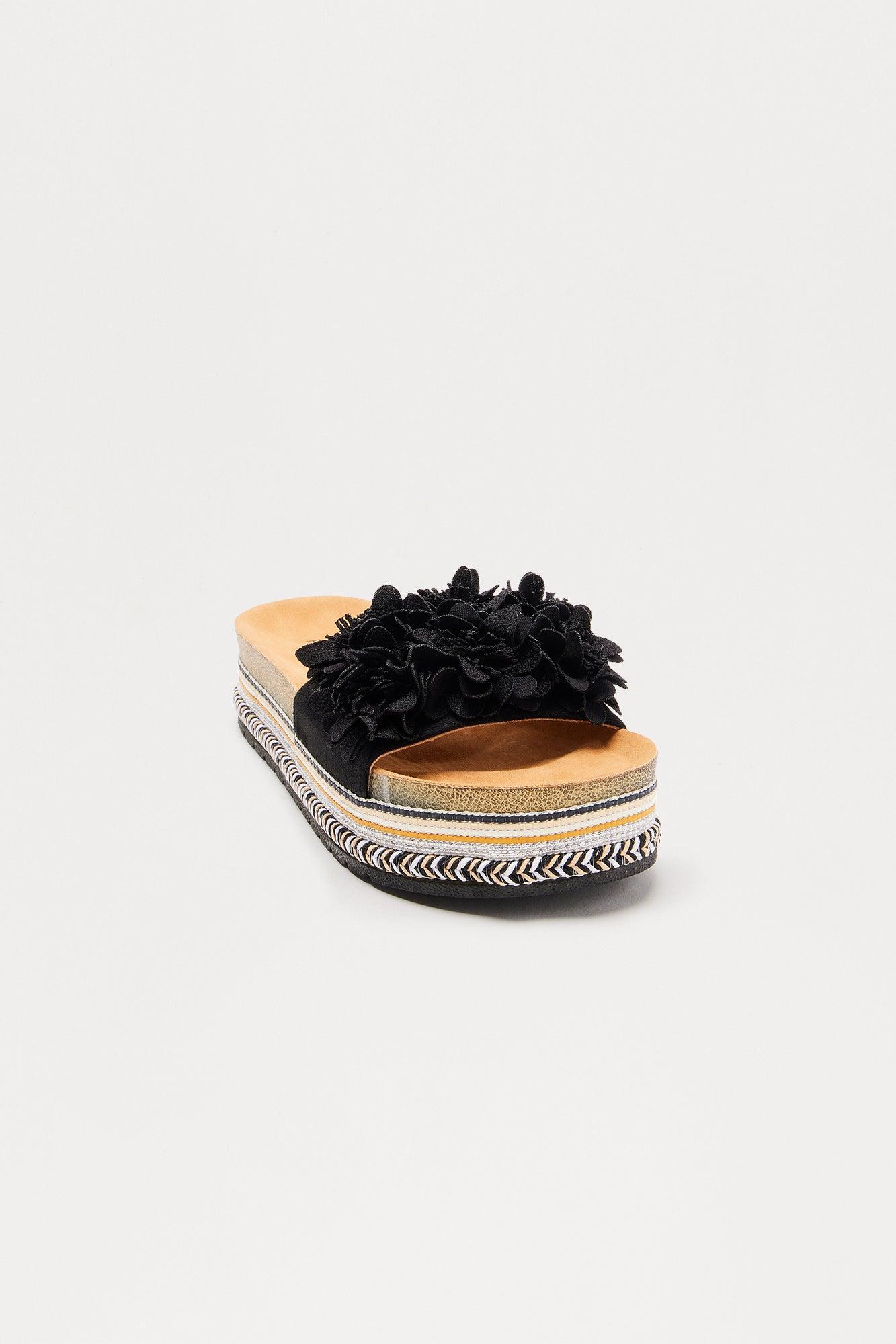 Marika Flower Sandals - Black Product Image