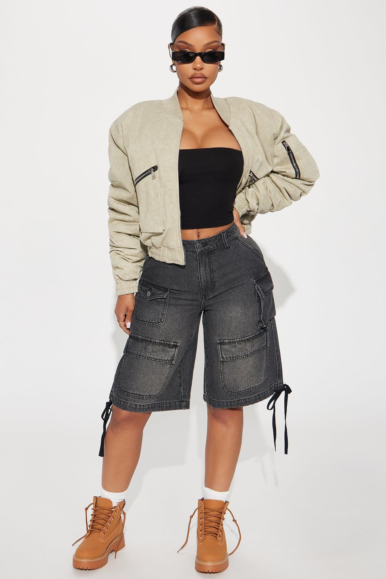 Kent Cargo Denim Shorts - Grey Product Image