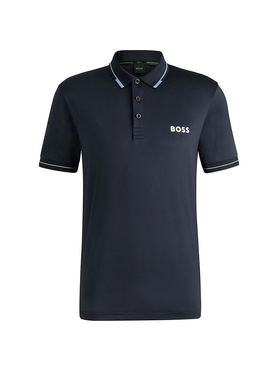 Mens Slim-Fit Polo Shirt with Contrast Logos Product Image