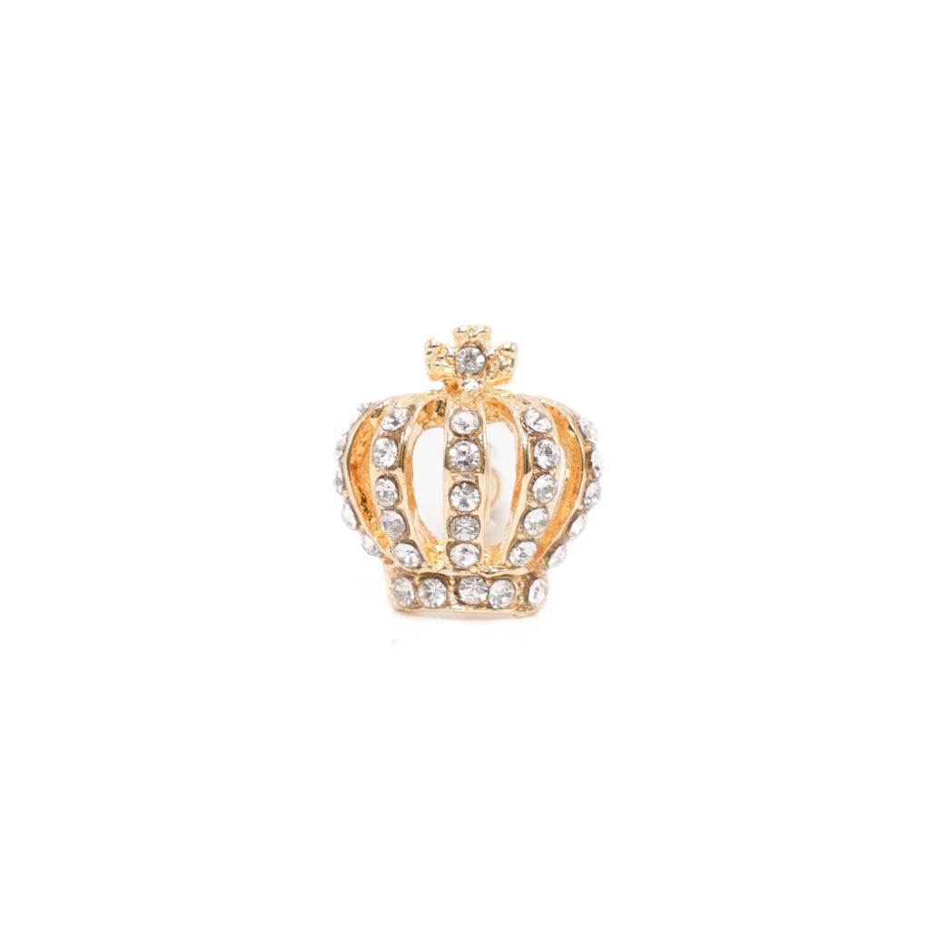 Gold Crown Rhinestone Design Cuff Links Product Image