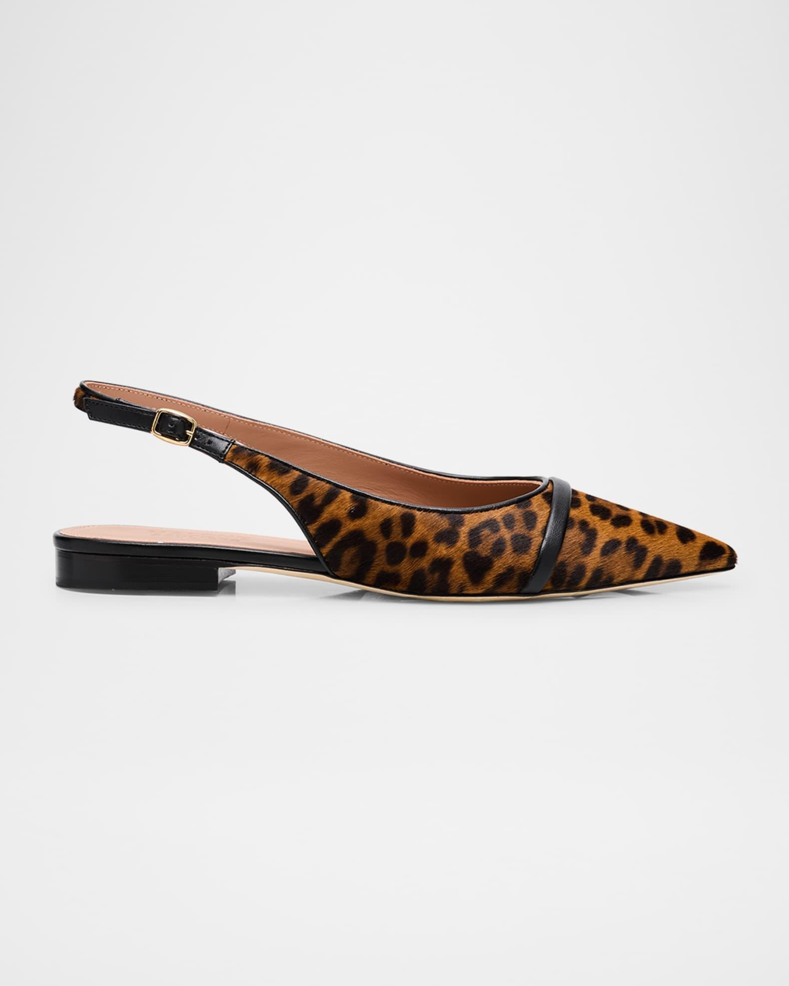 Jama Leopard-Printed Calf Hair Slingback Flats Product Image