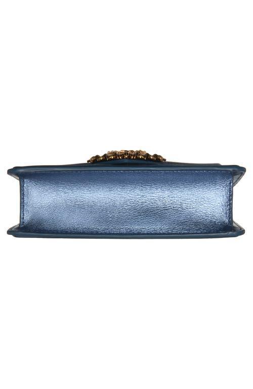 DOLCE & GABBANA Devotion Mini Metallic Leather Top-handle Bag In Blue Product Image