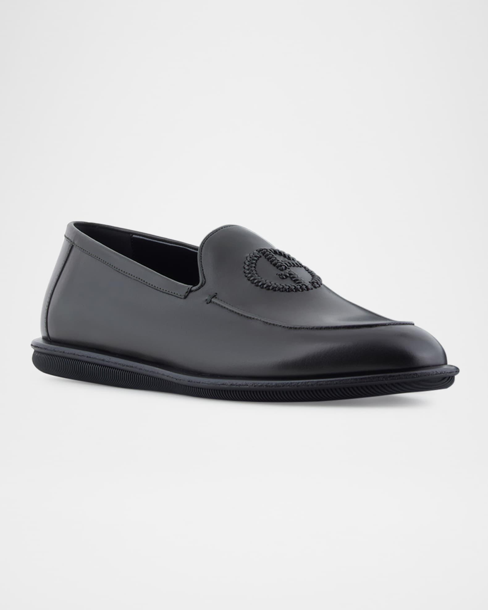 Men's Leather Monogram Slipper Loafers Product Image