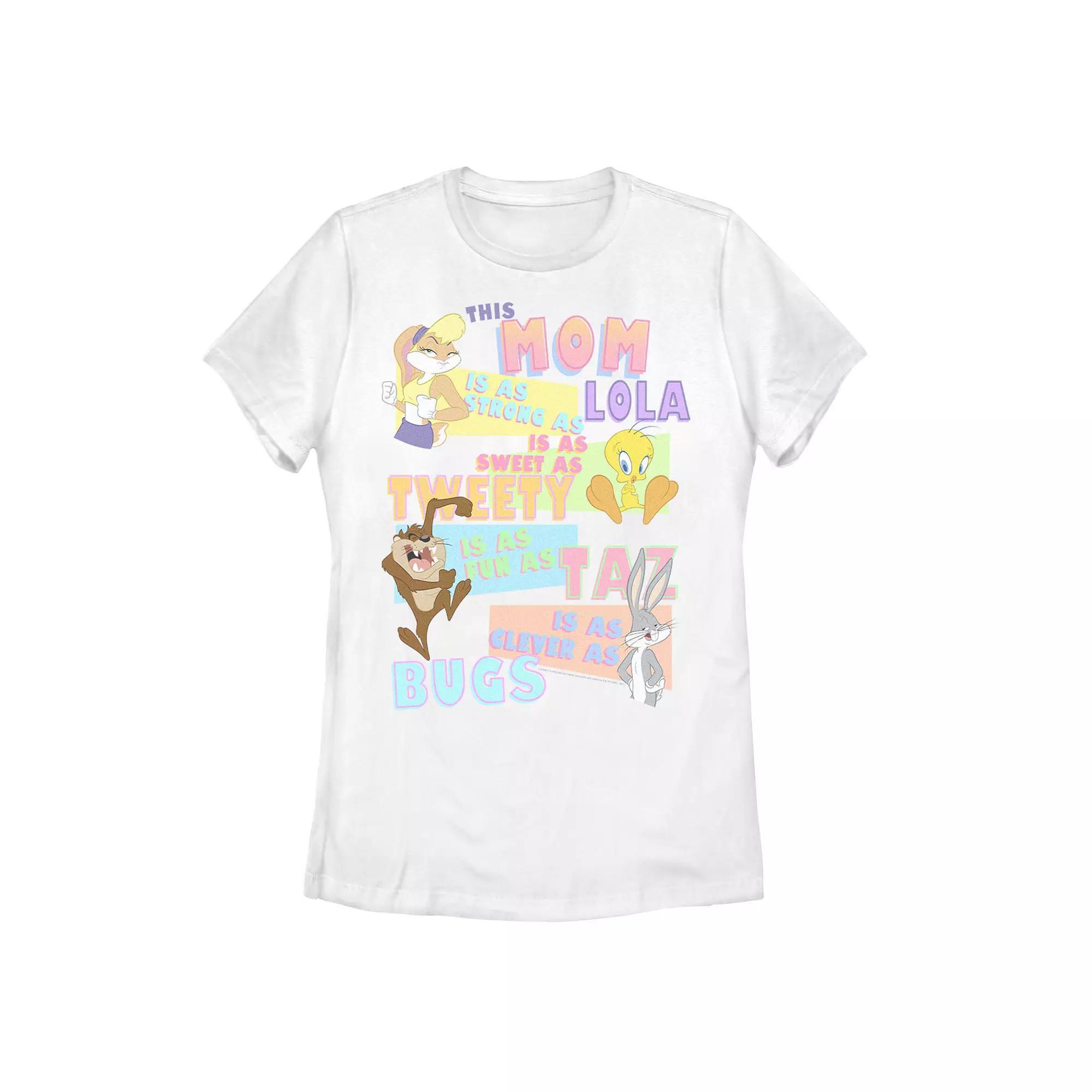 Juniors' Looney Tunes Mom Attributes Group Graphic Tee, Women's, Size: Small, White Product Image
