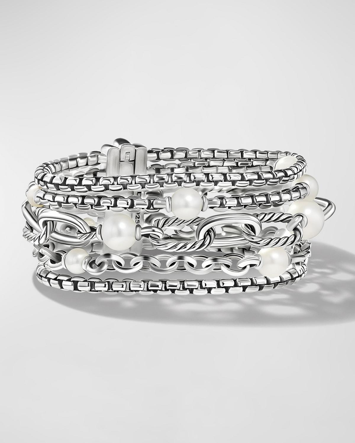 Womens DY Madison Pearl Multi Row Chain Bracelet in Sterling Silver Product Image