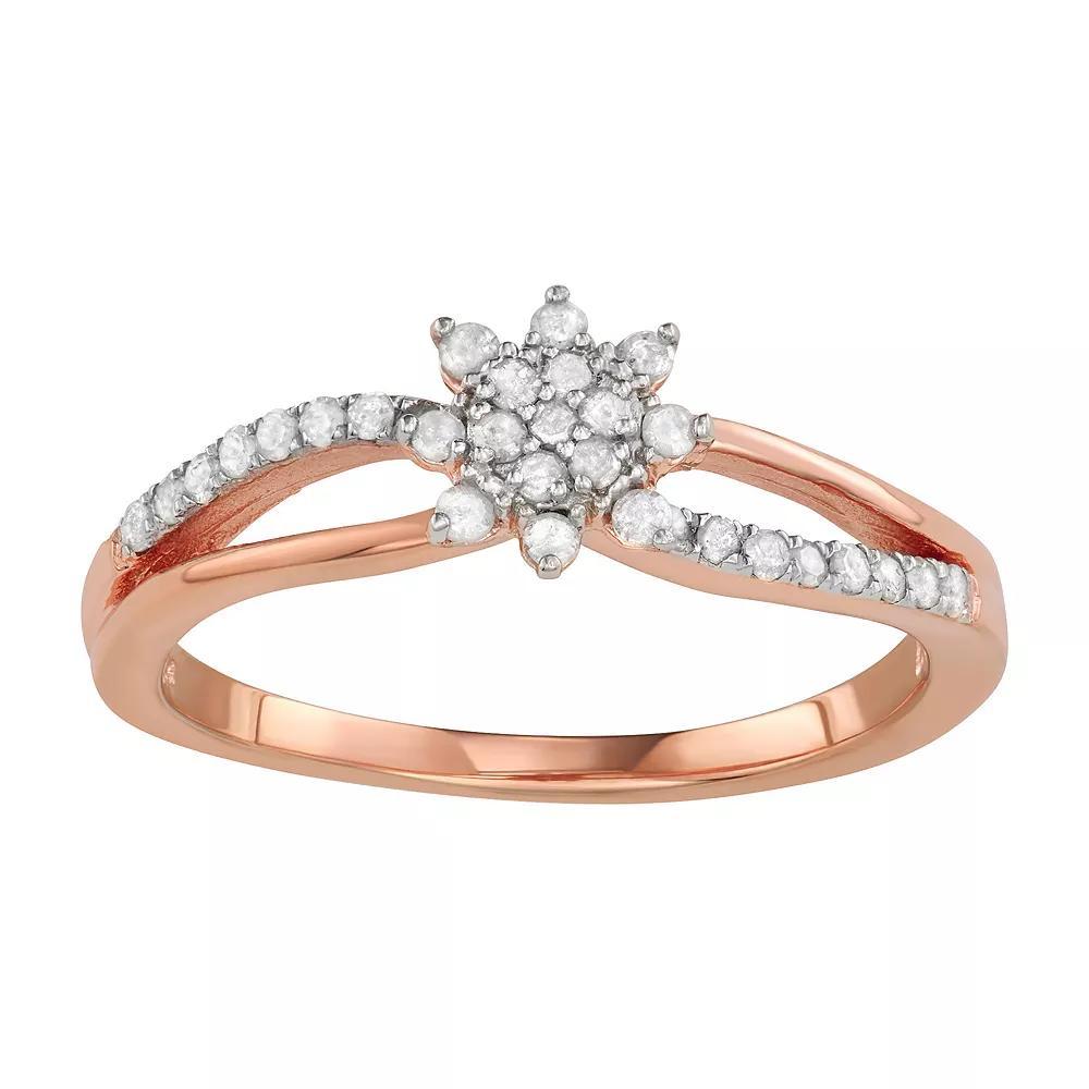 Jewelexcess 14k Rose Gold Over Silver 1/4 Carat T.W. Diamond Ring, Women's, Size: 8, Pink Tone Product Image