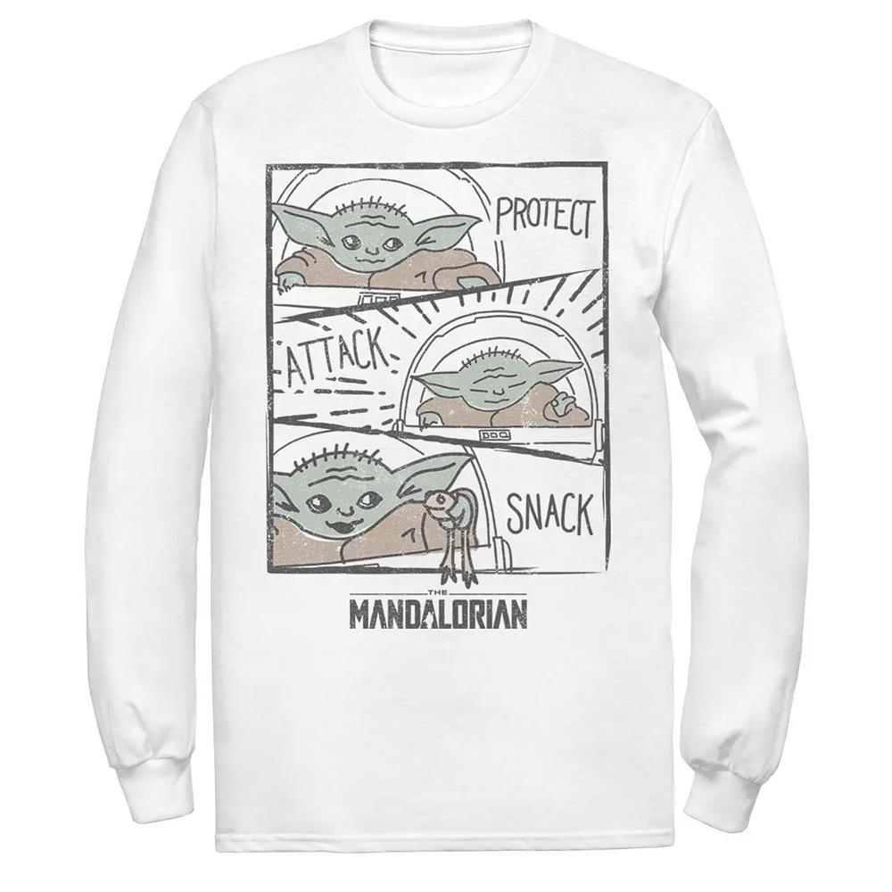 Men's Star Wars The Mandalorian The Child Protect Attack Snack Tee, Size: Medium, White Product Image