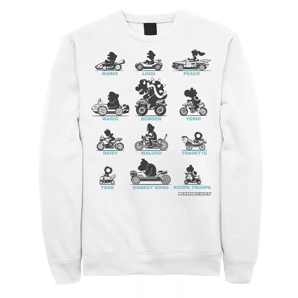 Men's Nintendo Super Mario Mario Kart Silhouette Racers Sweatshirt, Size: Small, White Product Image