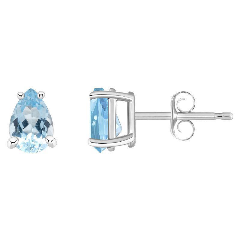 Celebration Gems 14k White Gold Pear Shape Gemstone Stud Earrings, Women's, Aquamarine Product Image
