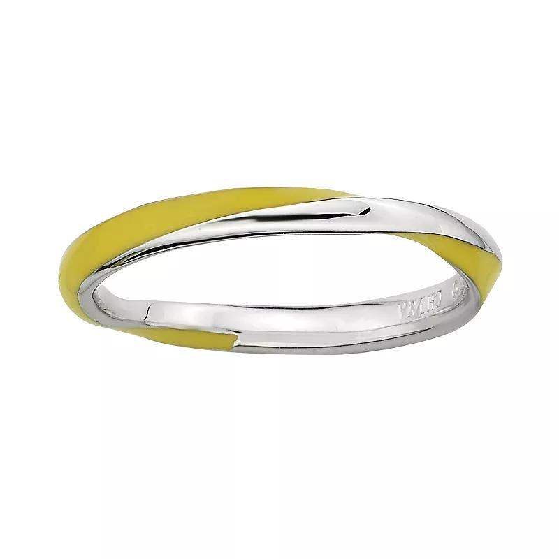 Stacks & Stones Sterling Silver Yellow Enamel Twist Stack Ring, Women's, Size: 10 Product Image