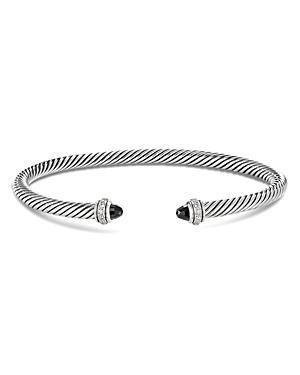 David Yurman Sterling Silver Cable Classic Bracelet with Blue Topaz & Diamonds Product Image