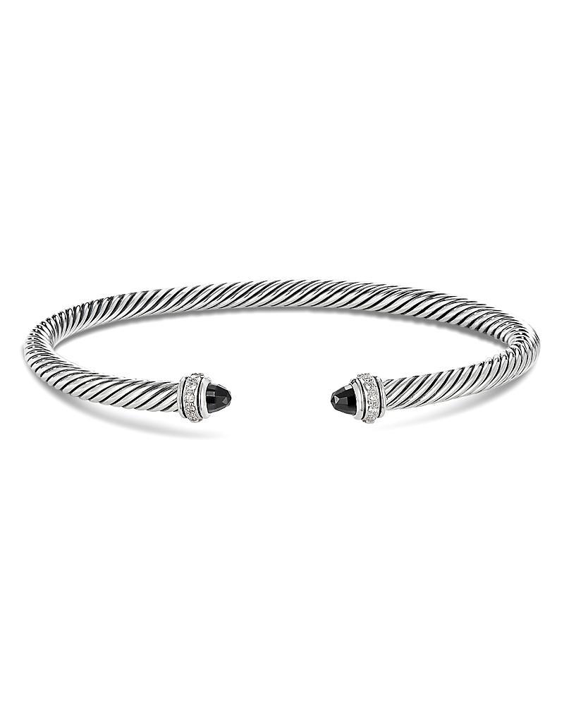 David Yurman Sterling Silver Cable Classic Bracelet with Blue Topaz & Diamonds Product Image