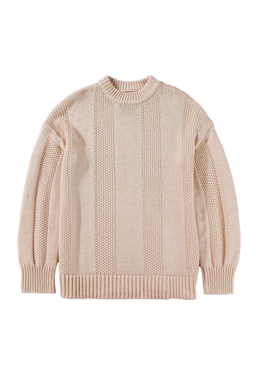 Khaki Textured Striped Sweater Product Image