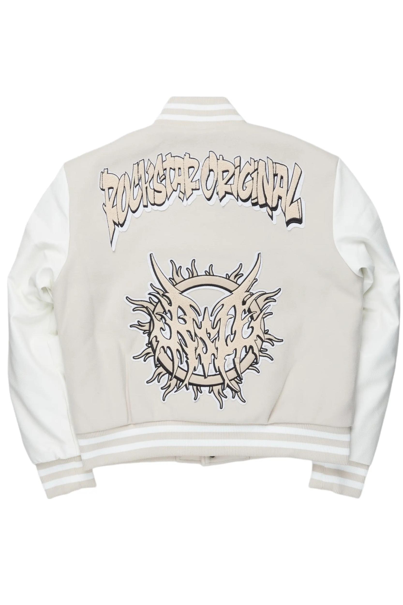 Fio Beige/White Varsity Jacket Male Product Image