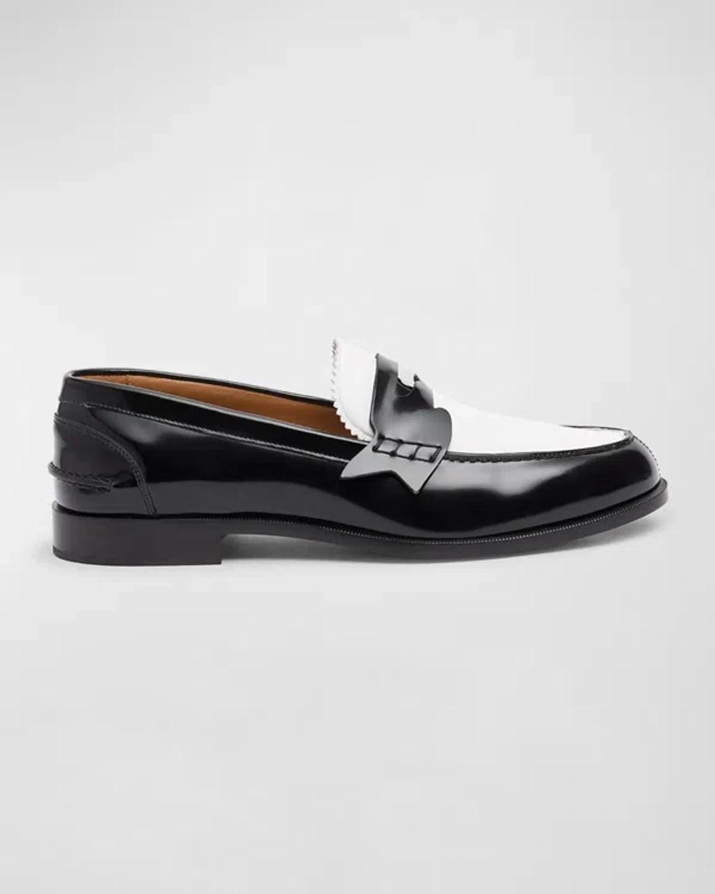 Mens Leather Bicolor Penny Loafers Product Image