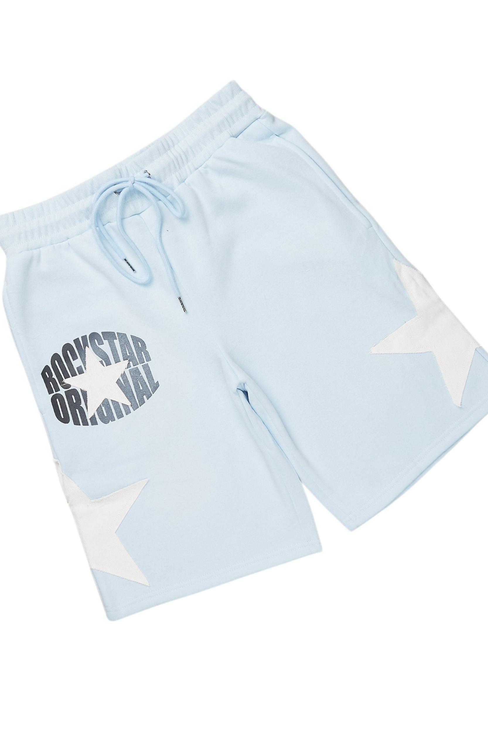 Sarge White/Blue T-Shirt/Short Set Male Product Image