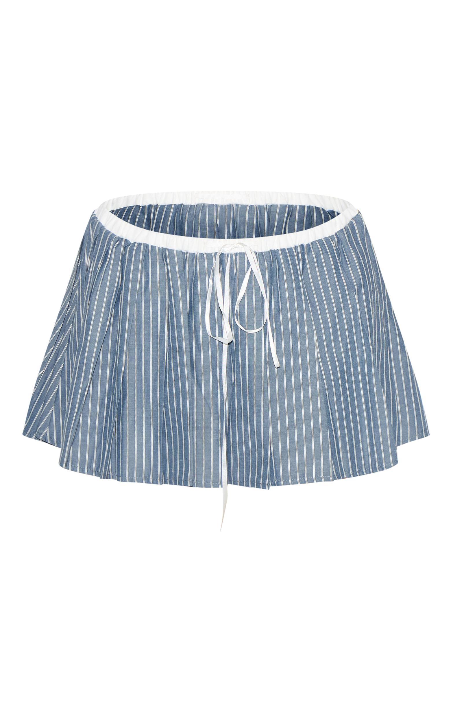 Petite Grey Waistband Detail Pinstripe Mini Skirt Product Image