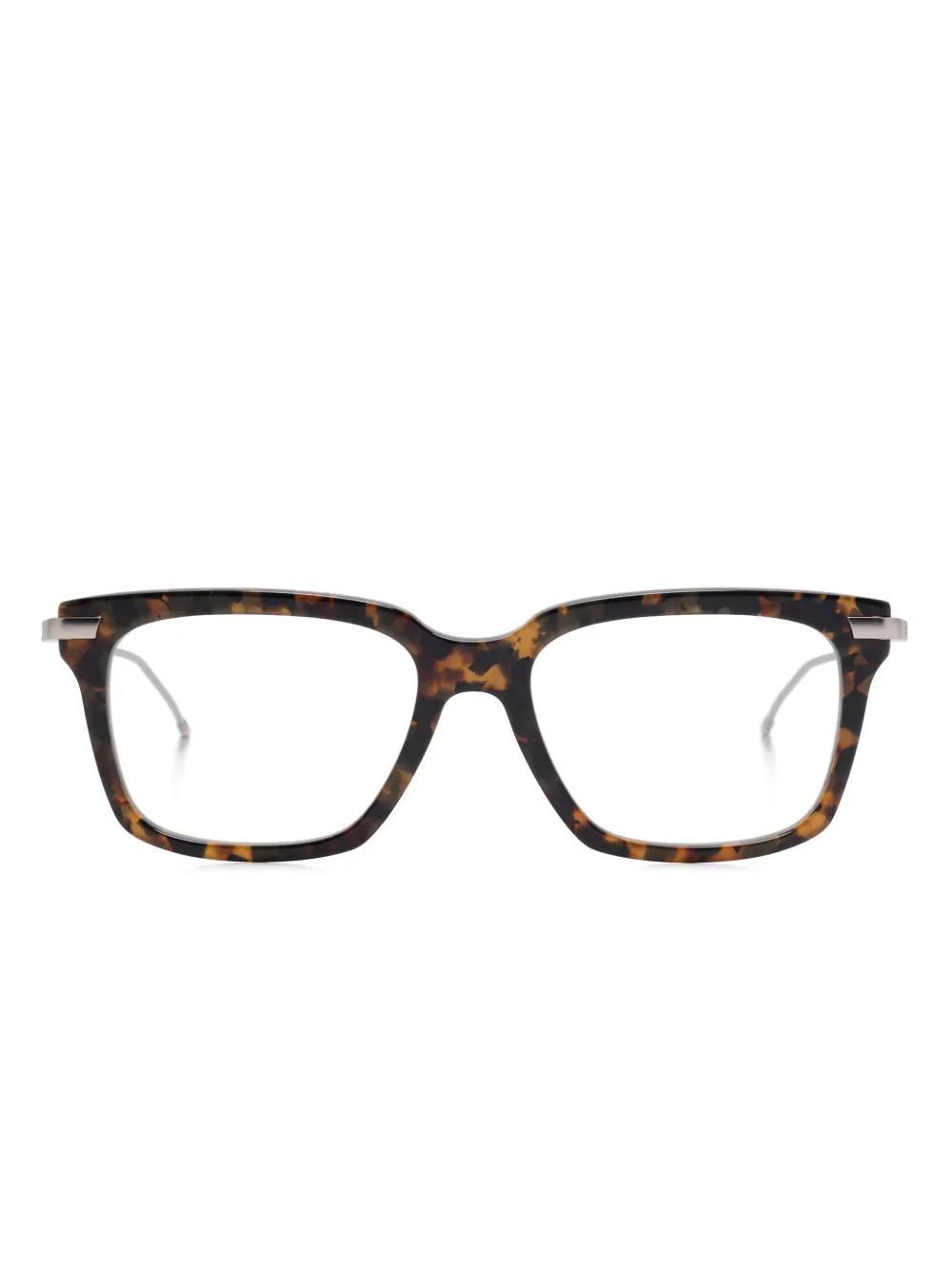 THOM BROWNE Tortoiseshell Effect Square-frame Glasses In Brown Product Image