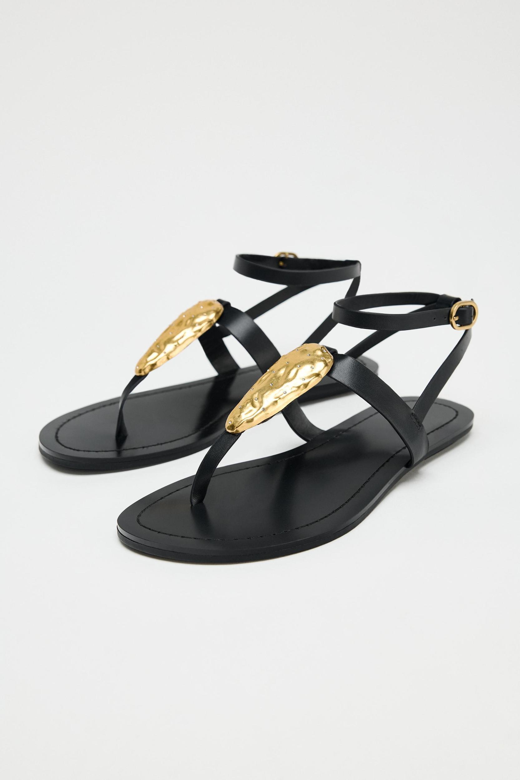 FLAT SANDALS WITH METALLIC PIECE Product Image