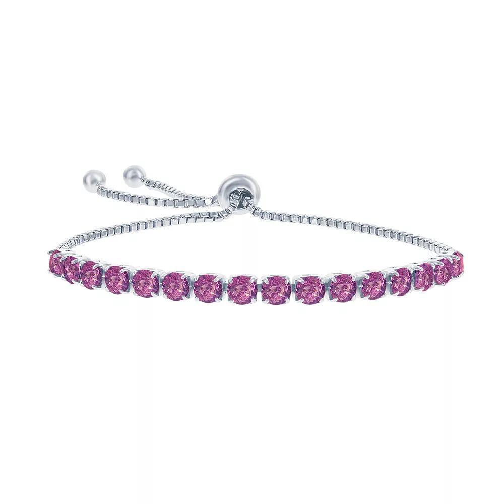 Sterling Silver Pink Gemstone Bracelet, Women's, Size: 5-9" ADJ Product Image