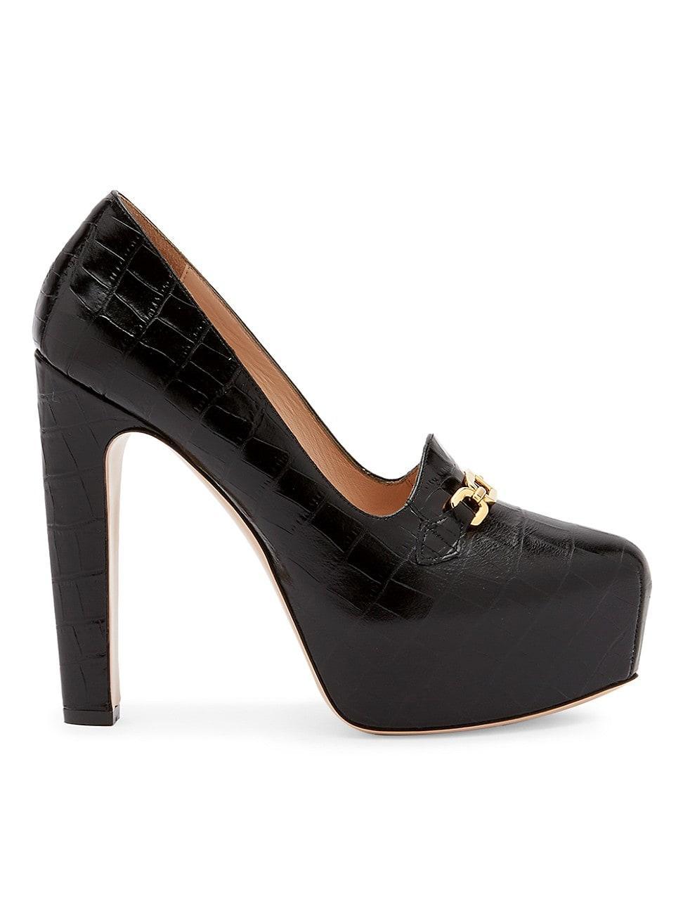Womens 135MM Crocodile-Embossed Leather Pumps Product Image