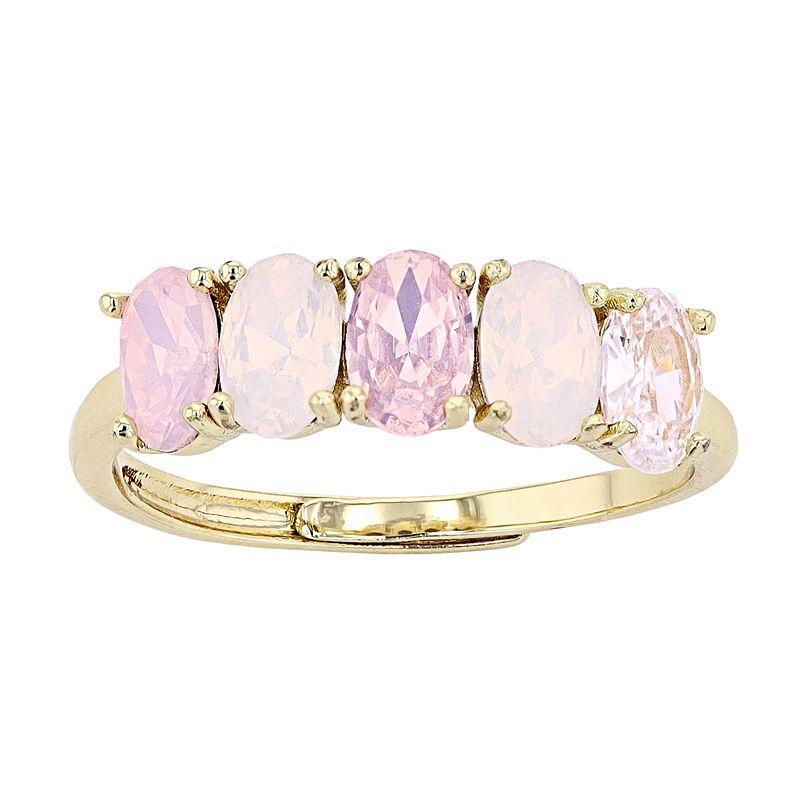 City Luxe 5-Stone Birthstone Crystal Ring, Women's, Silver Tone October Product Image