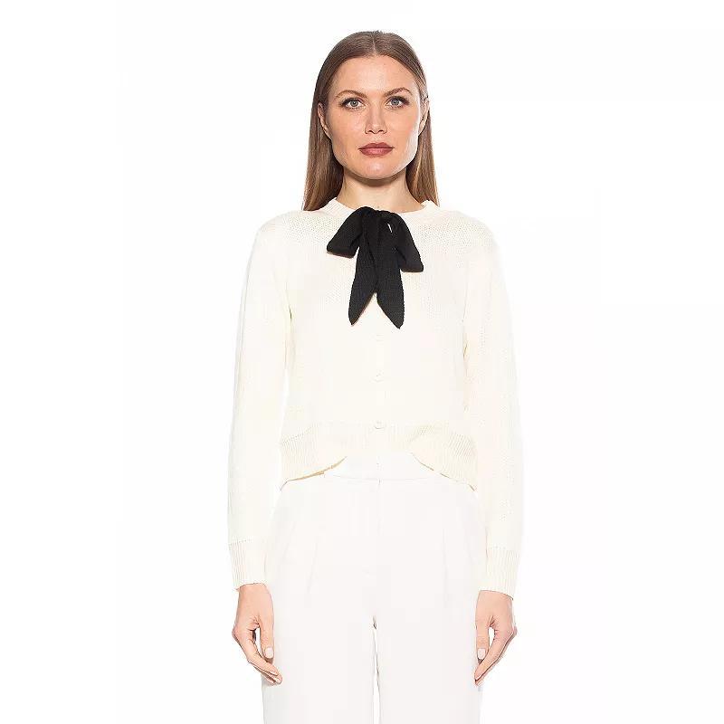 Women's ALEXIA ADMOR Calix Knit Cardigan with Bow Detail, Size: XL, Black Product Image