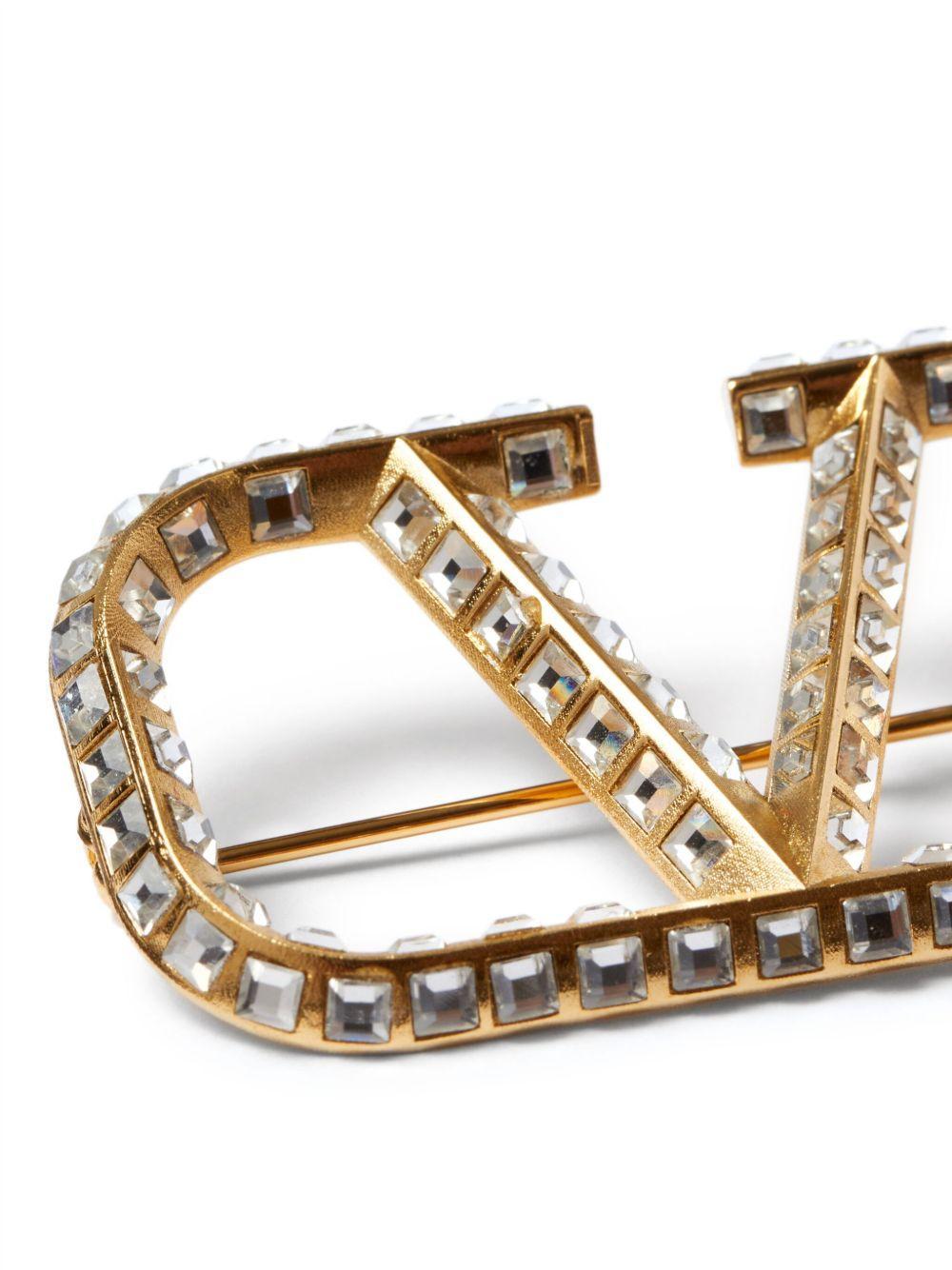VLogo Signature crystal-embellished brooch Product Image