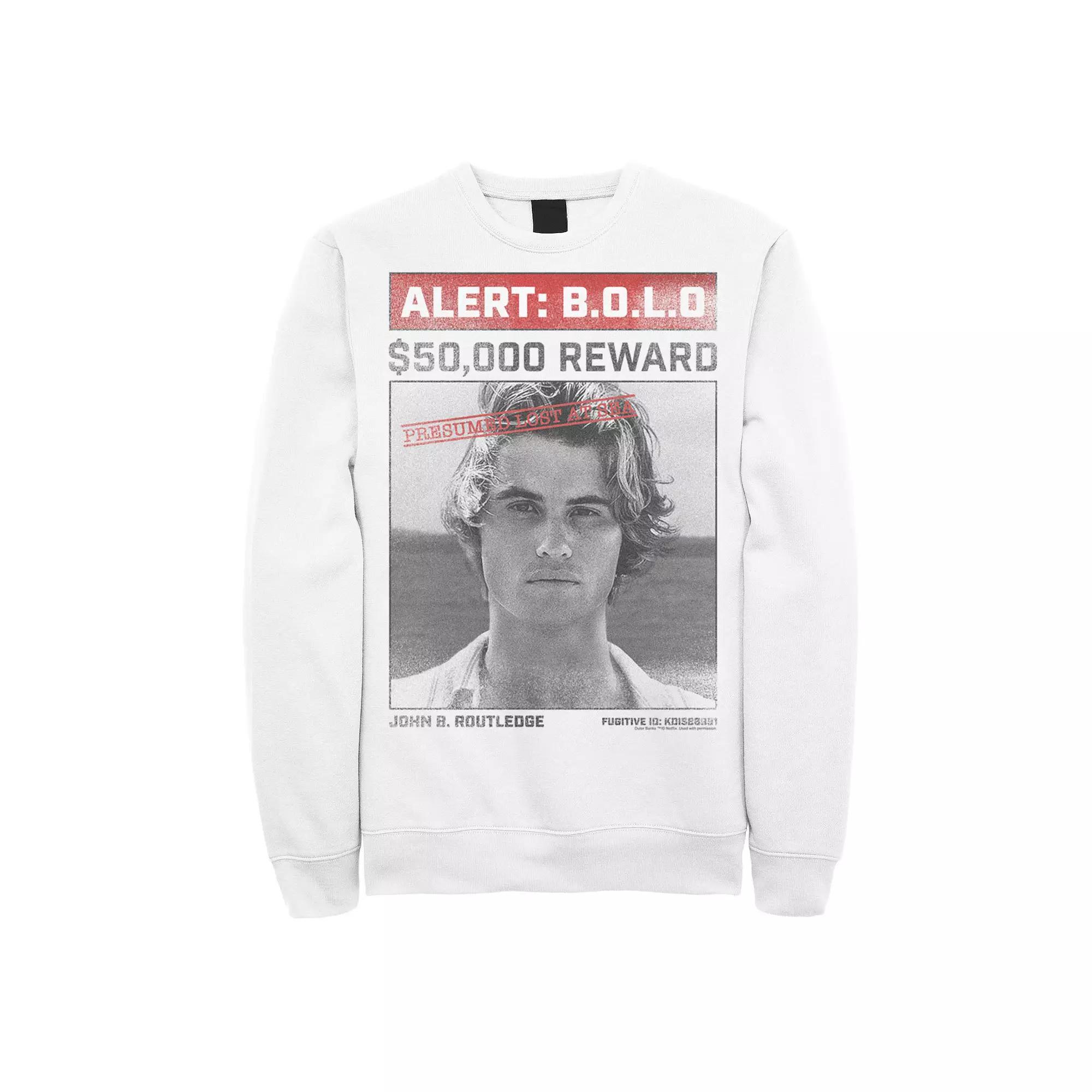 Men's Outer Banks John's Wanted Reward Poster Sweatshirt, Boy's, Size: XXL, White Product Image