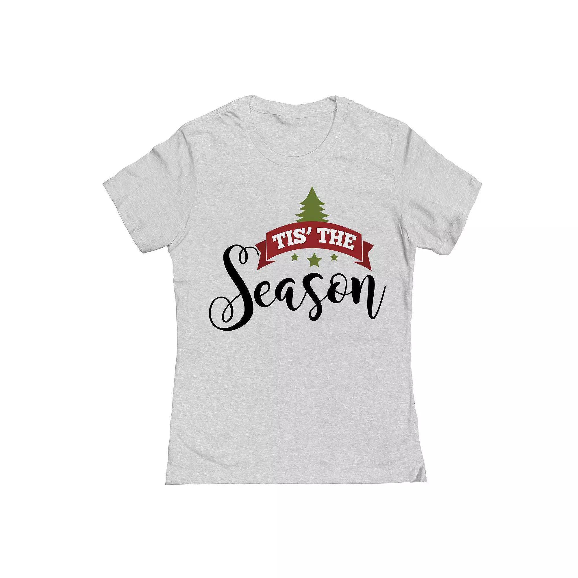 Junior's Christmas Tis Season Graphic Tee, Women's, Size: Medium, Grey Gray Product Image