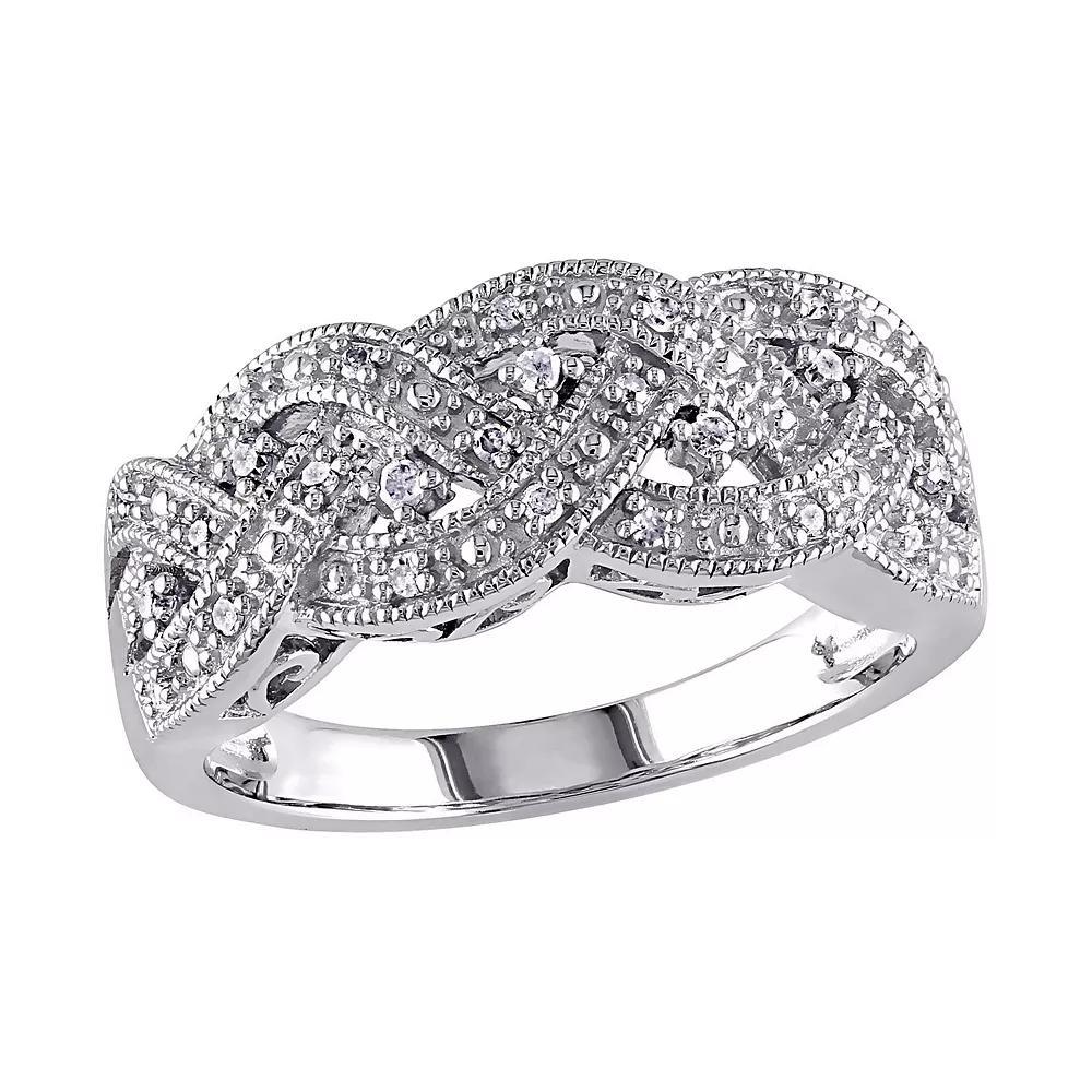 Stella Grace Sterling Silver 1/8-ct. T.W. Diamond Braided Ring, Women's, Size: 4.50, White Product Image