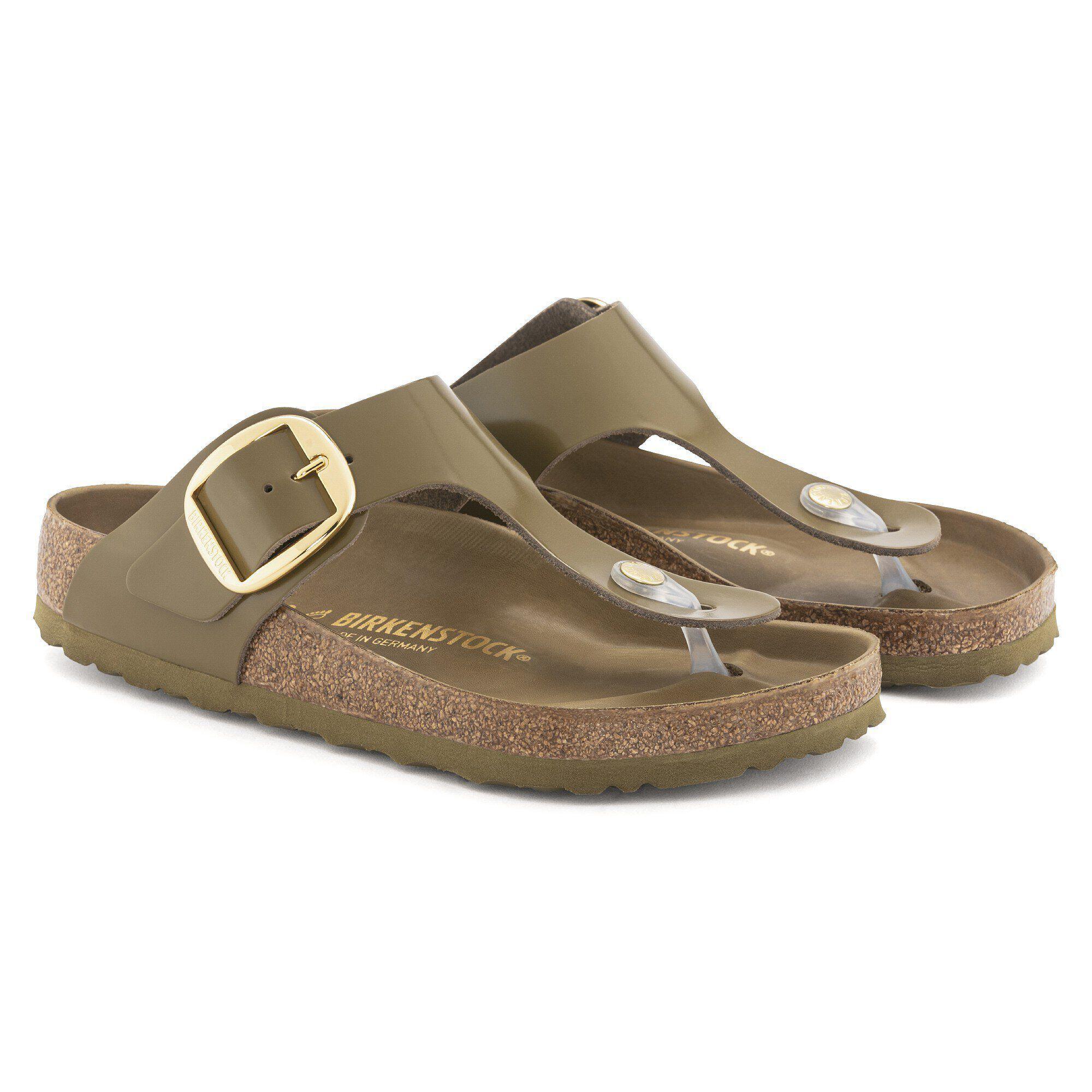 Gizeh Big Buckle Natural Leather Patent High Shine Mud Green Product Image