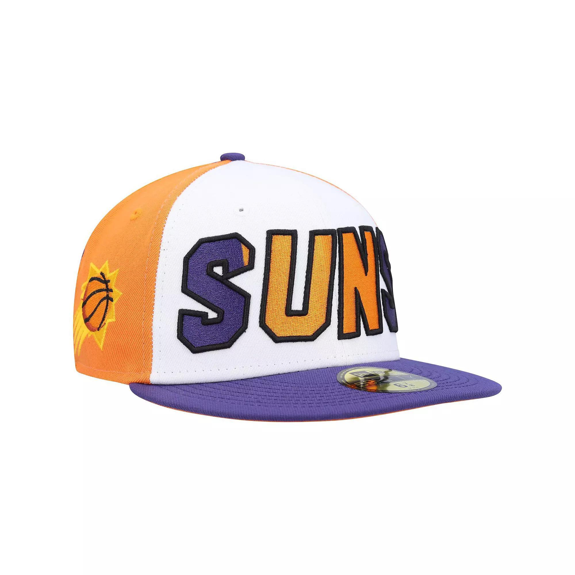 Men's New Era  White/Purple Phoenix Suns Back Half 9FIFTY Fitted Hat, Size: 7 5/8, Phx White Product Image