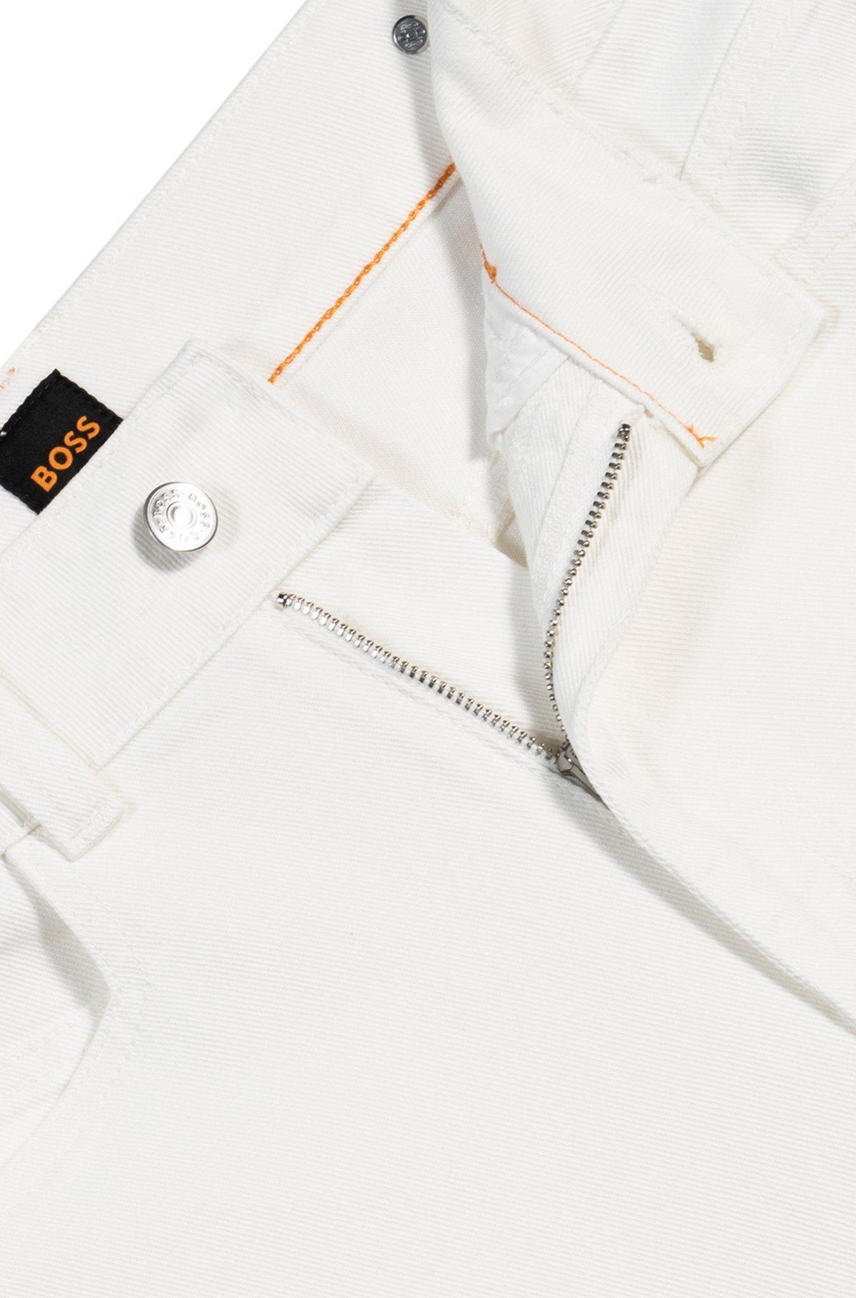BOSS - Relaxed-fit trousers in cotton twill - White Product Image