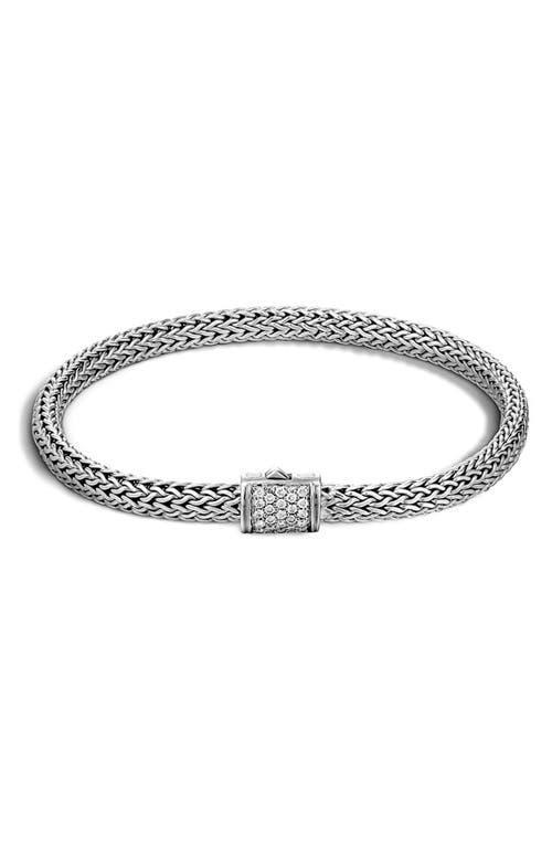 Womens Classic Chain Sterling Silver & 0.17 Diamond Bracelet Product Image