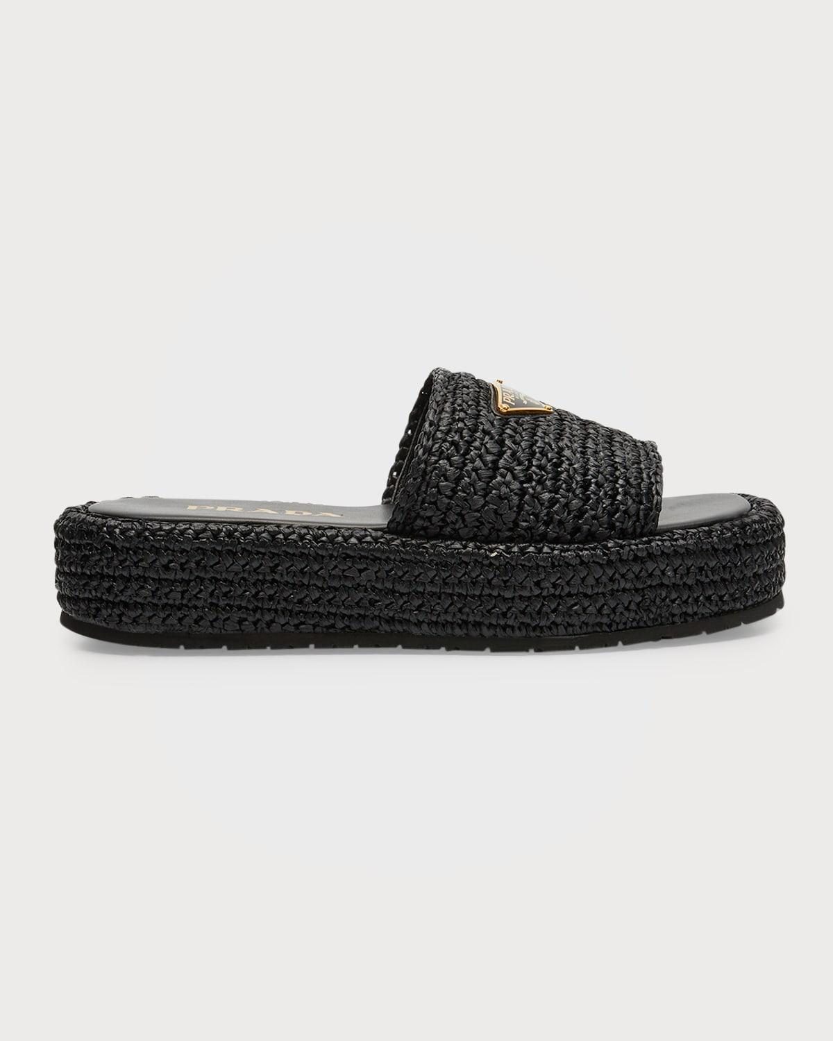 Raffia Single-Band Platform Slides Product Image