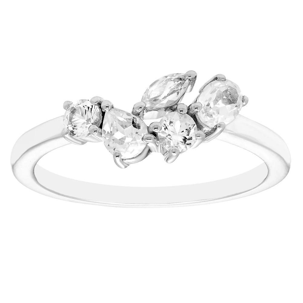 Boston Bay Diamonds Sterling Silver Lab-Created White Sapphire Cluster Ring, Women's, Size: 7, Created White Blue Product Image