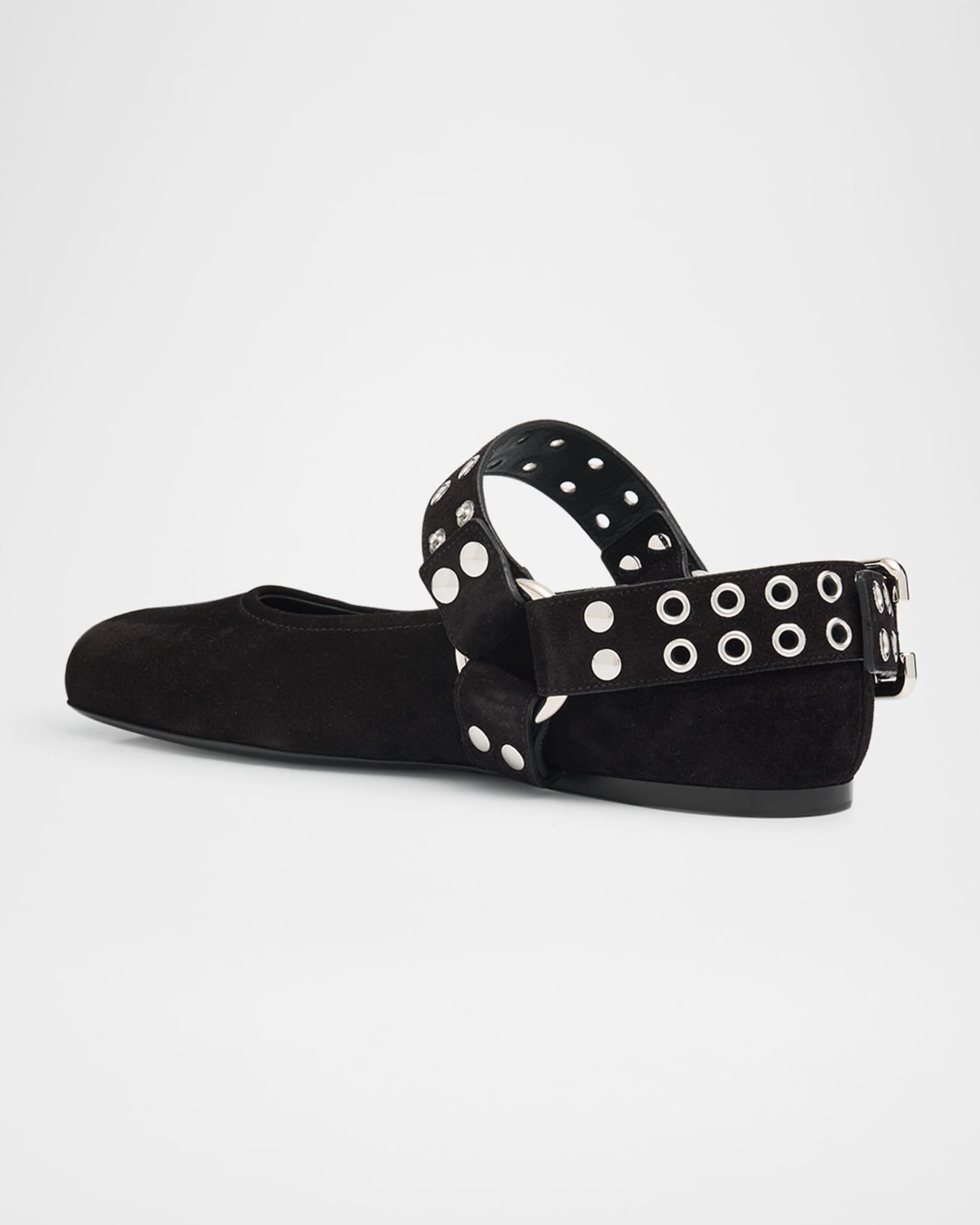 Biker Suede Ballerina Flats Product Image