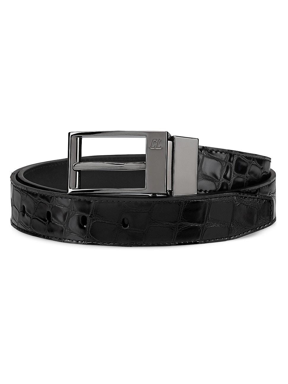 Mens Bizz Croc-Effect Leather Belt, 30mm Product Image