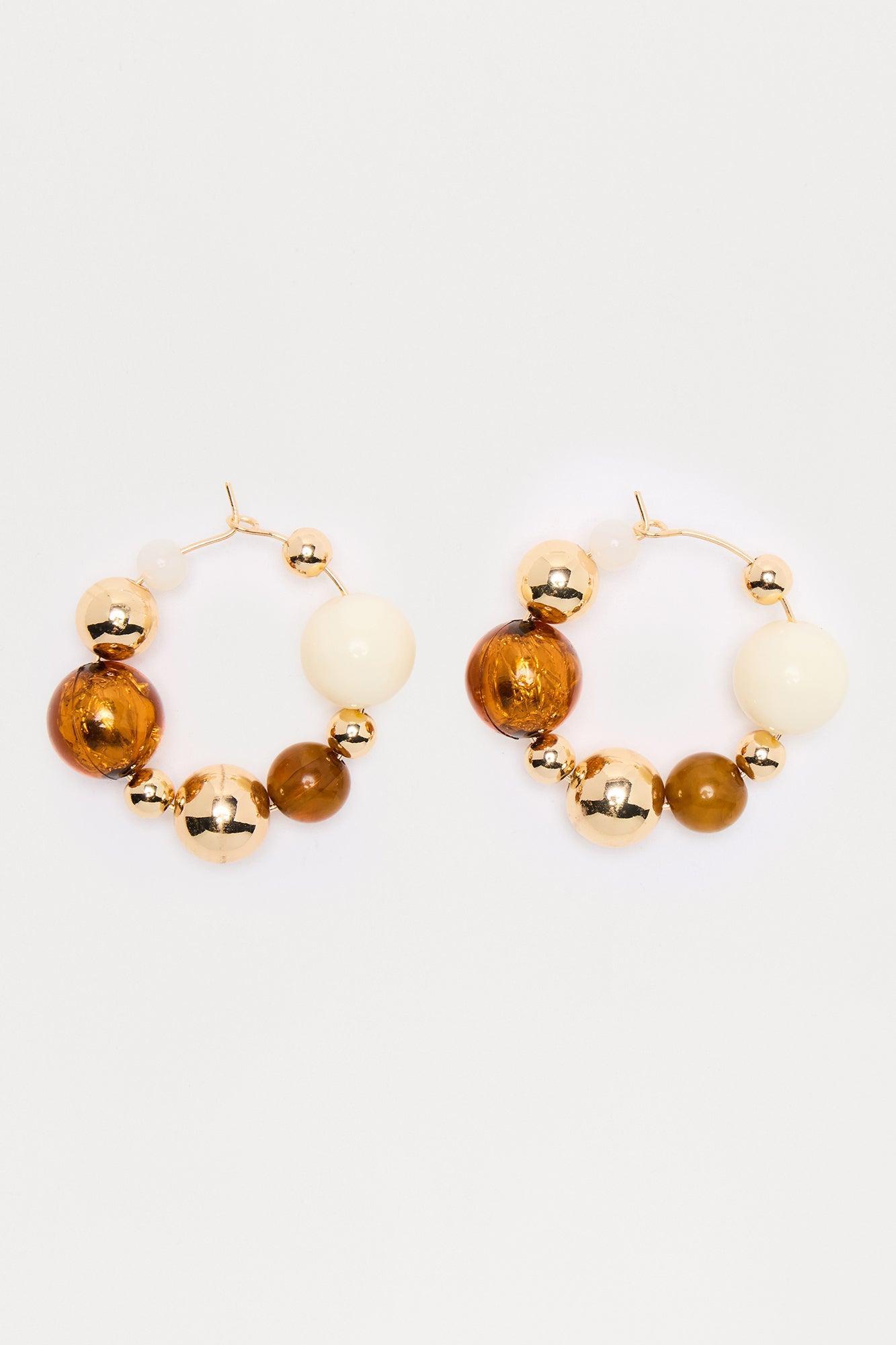 Victoria Babe Hoop Earrings - Brown Product Image