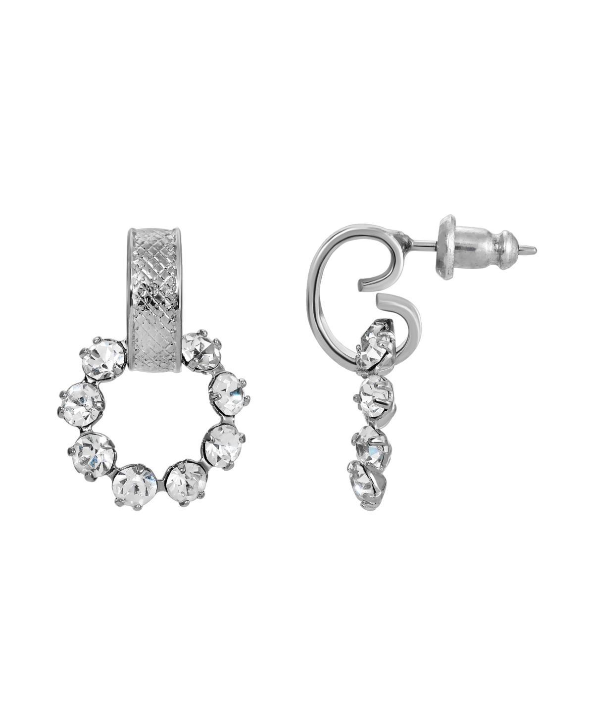 1928 Crystal Front Facing Hoop Earrings, Womens, Silver Tone Product Image