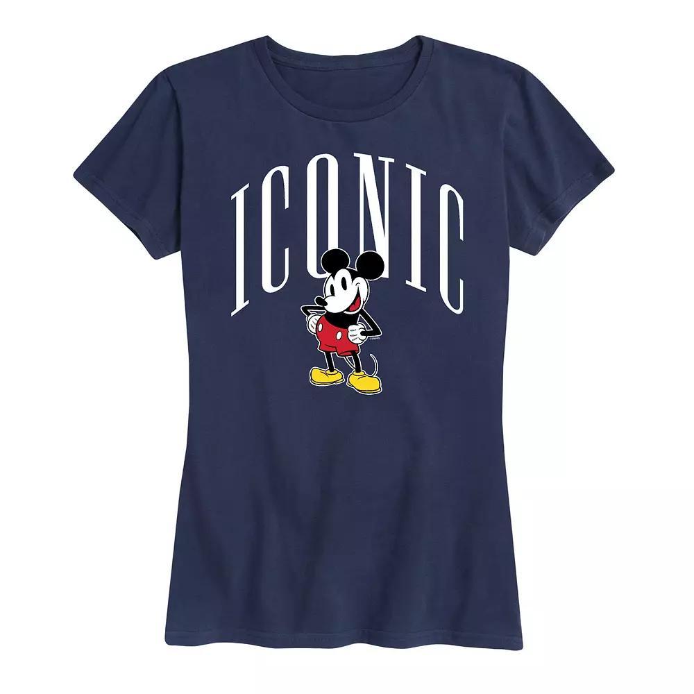 Disneys Mickey Mouse Womens Iconic Graphic Tee Grey Royal Blue Product Image