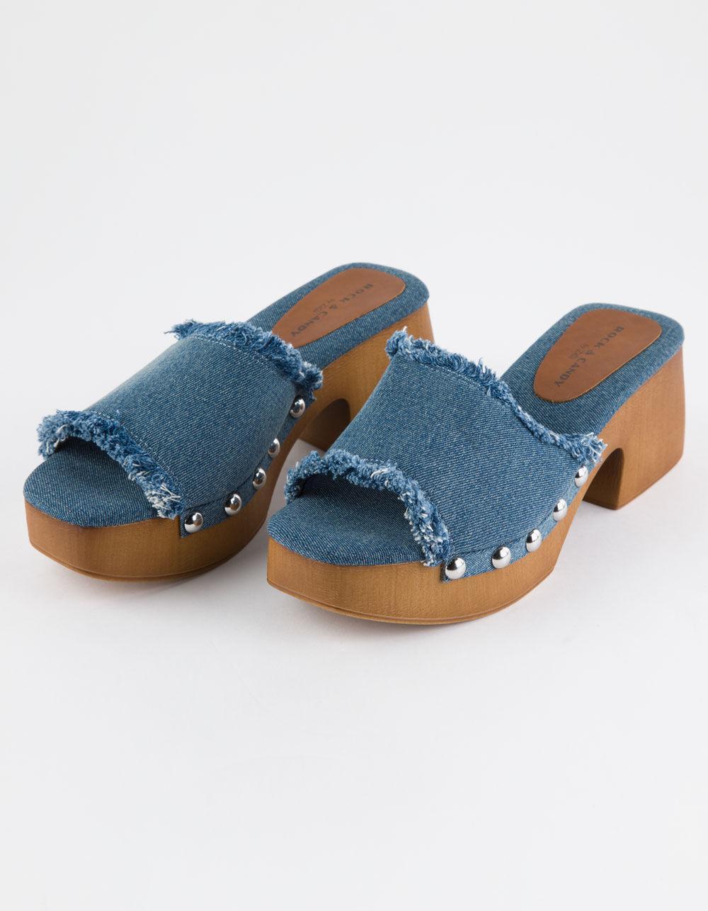 ROCK & CANDY Noelia Womens Platform Slide Sandals - BLACK DENIM Product Image