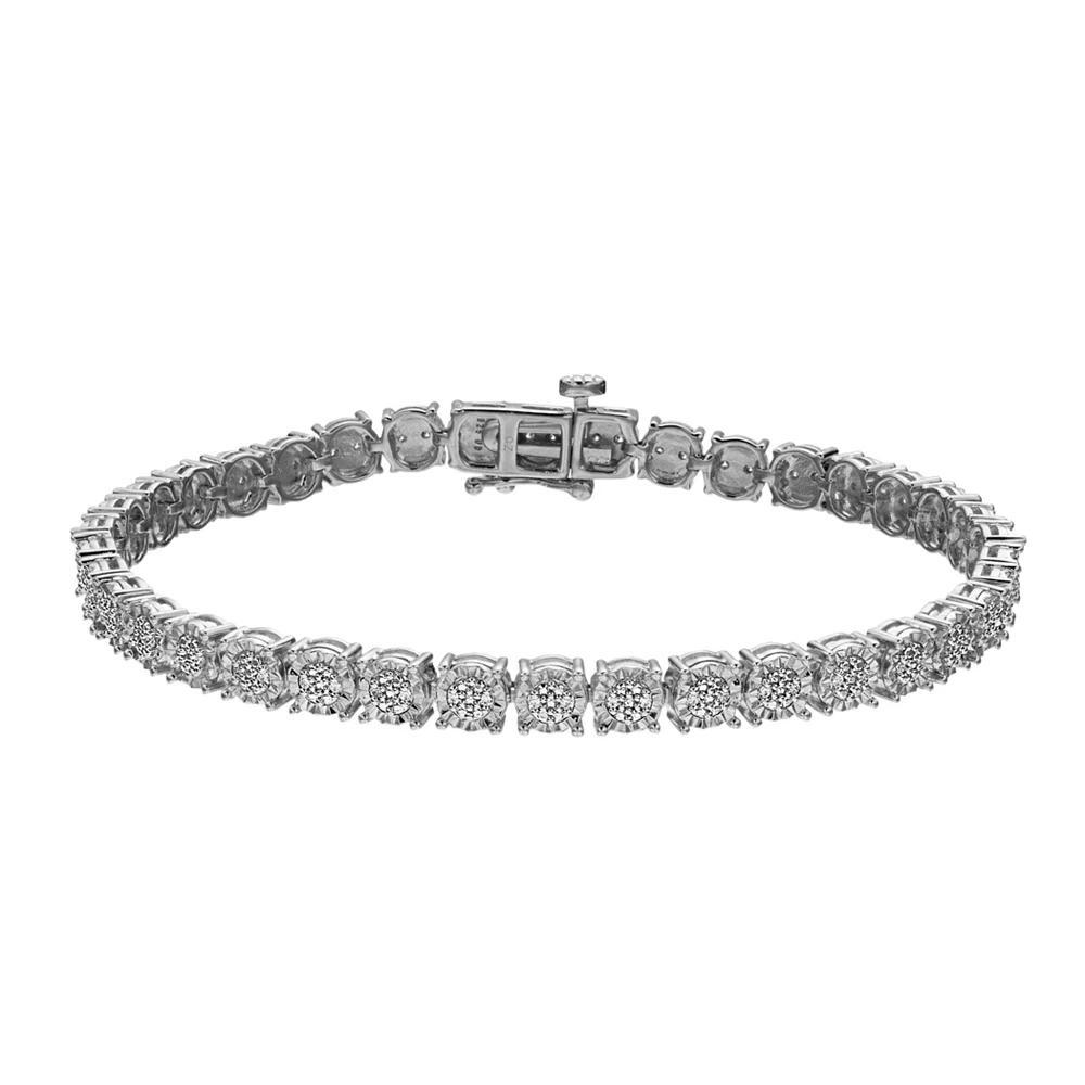 Sterling Silver 1/4 Carat T.W. Diamond Fashion Bracelet, Women's, Size: 7", Silver Tone Product Image