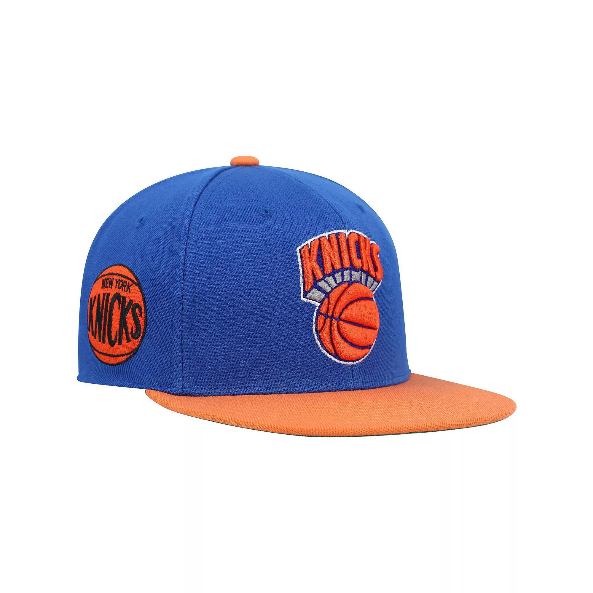 Men's Mitchell & Ness Blue/Orange New York Knicks Hardwood Classics Snapback Hat Product Image
