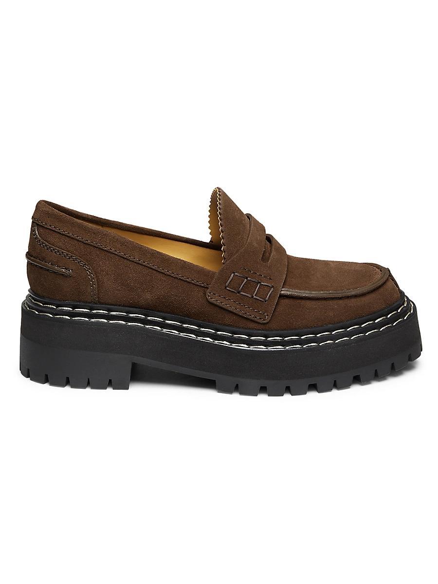 Womens Suede Lug-Sole Penny Loafers Product Image