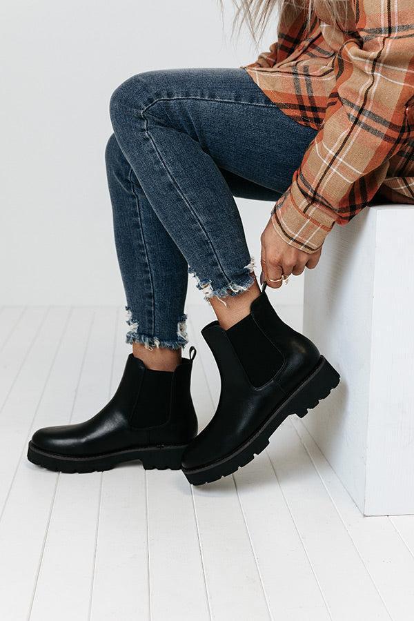 The Jaxon Faux Leather Boot in Black Product Image